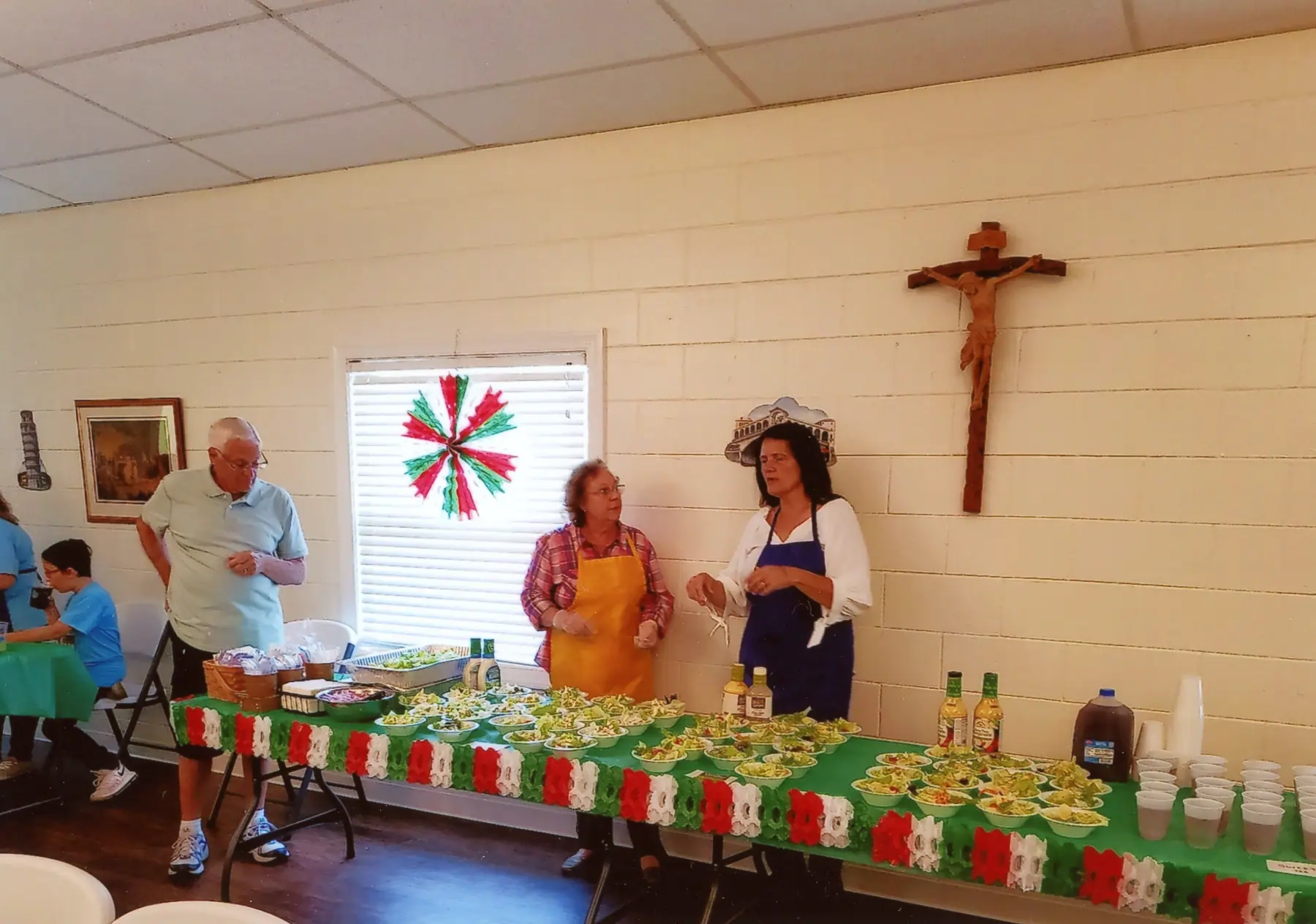 Salads being served