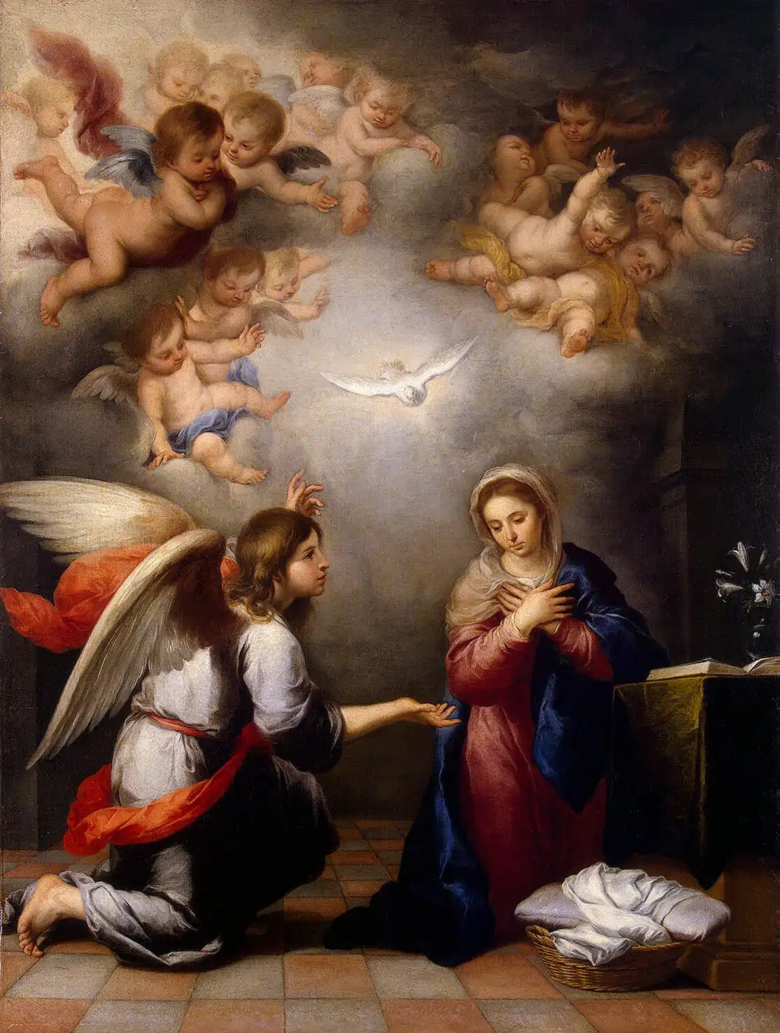 Mary learns that she has been chosen to be the mother of Jesus.